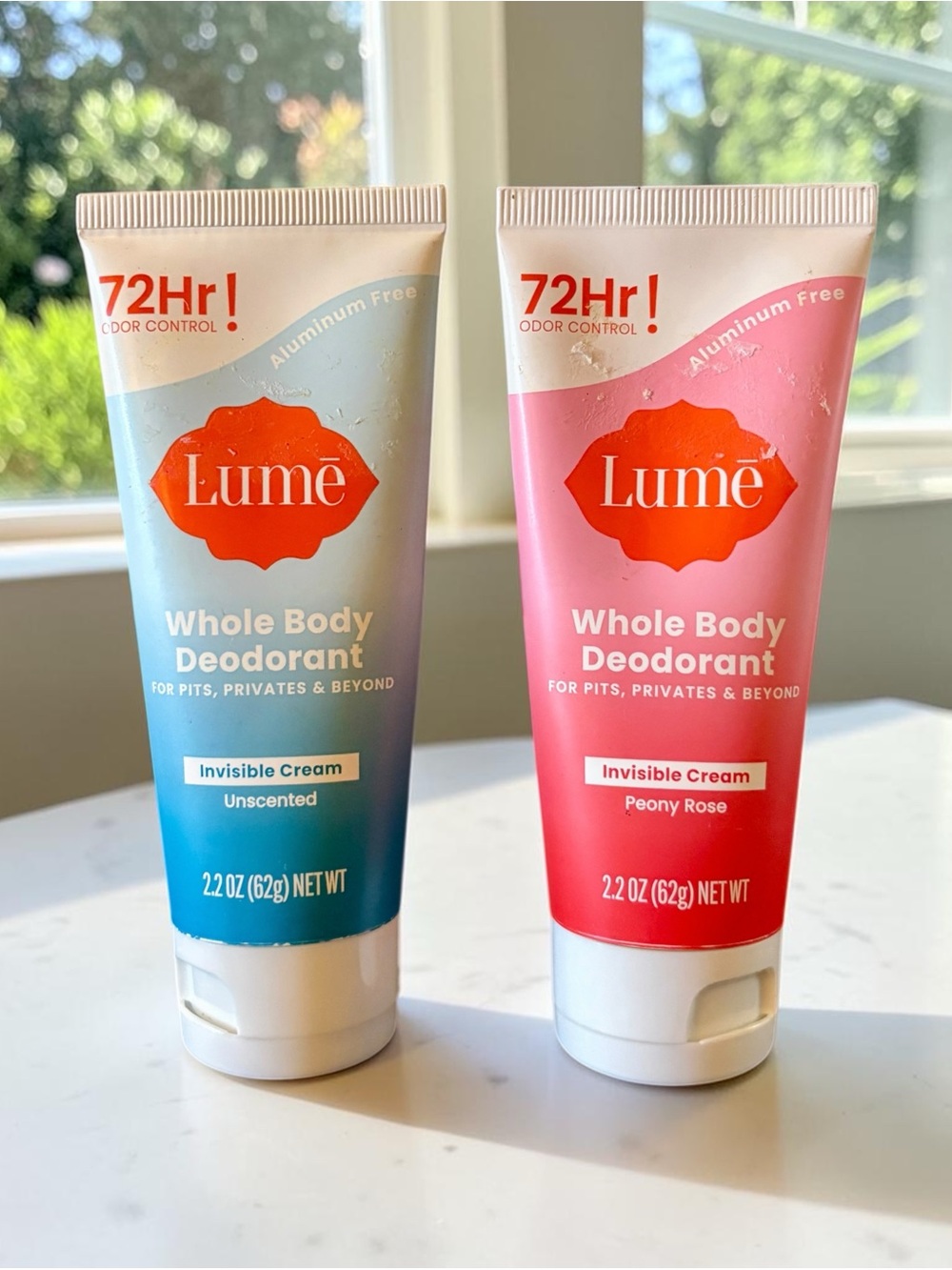 💎 x2 Lume Whole Body Deodorant Invisible Cream Tube Bundle Peony Rose Unscented